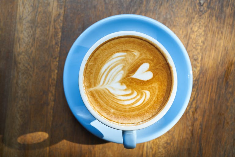 Blue Ceramic Coffee Mug on Saucer